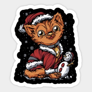 Orange Christmas Cat Santa Suit Sticker